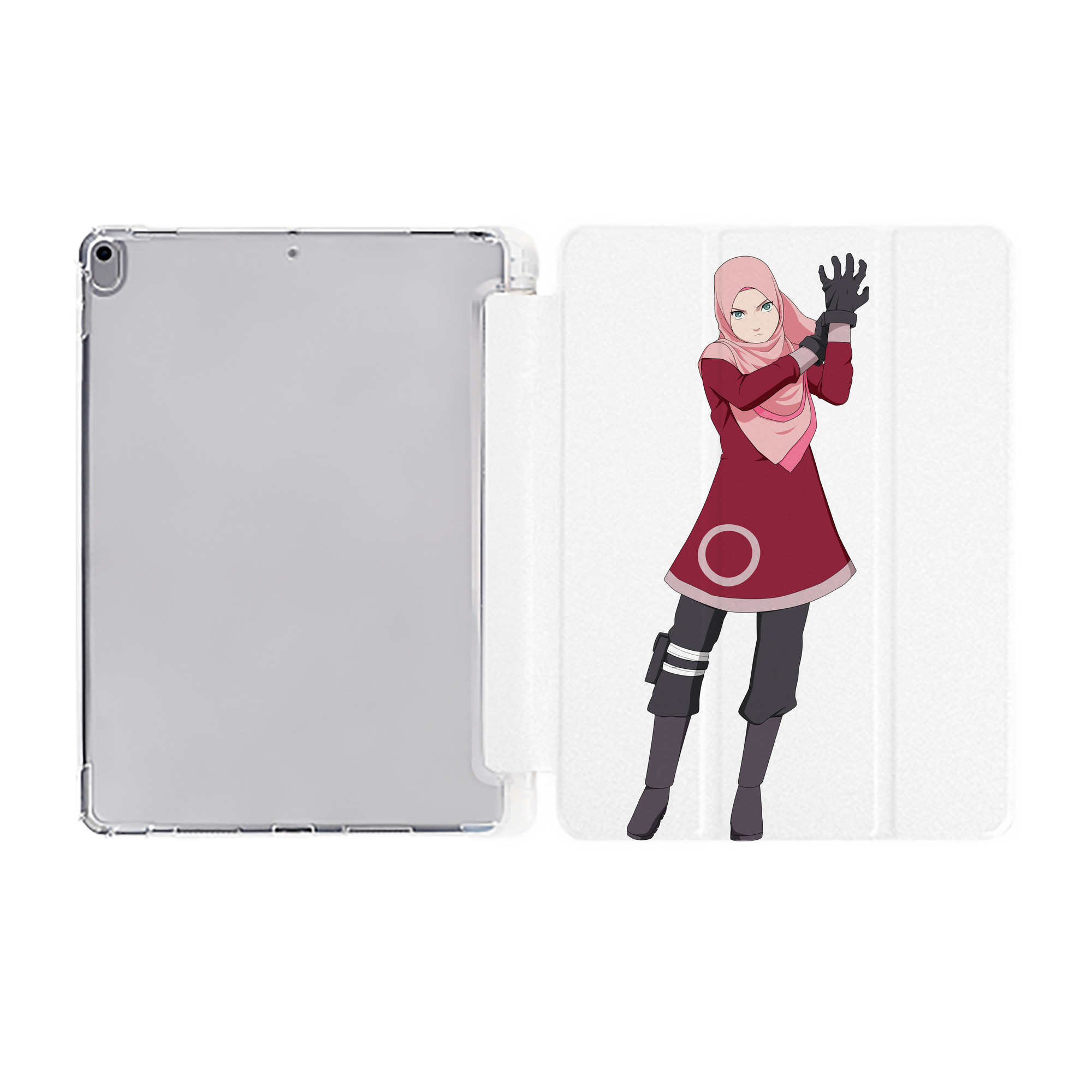 （画像用） NARUTO -ナルト- 春野サクラ Haruno Sakura IPad ケース ペン収納付き 三つ折りスタンド PUレザー×シリコン 対応機種9.5/10.5/10.9インチ